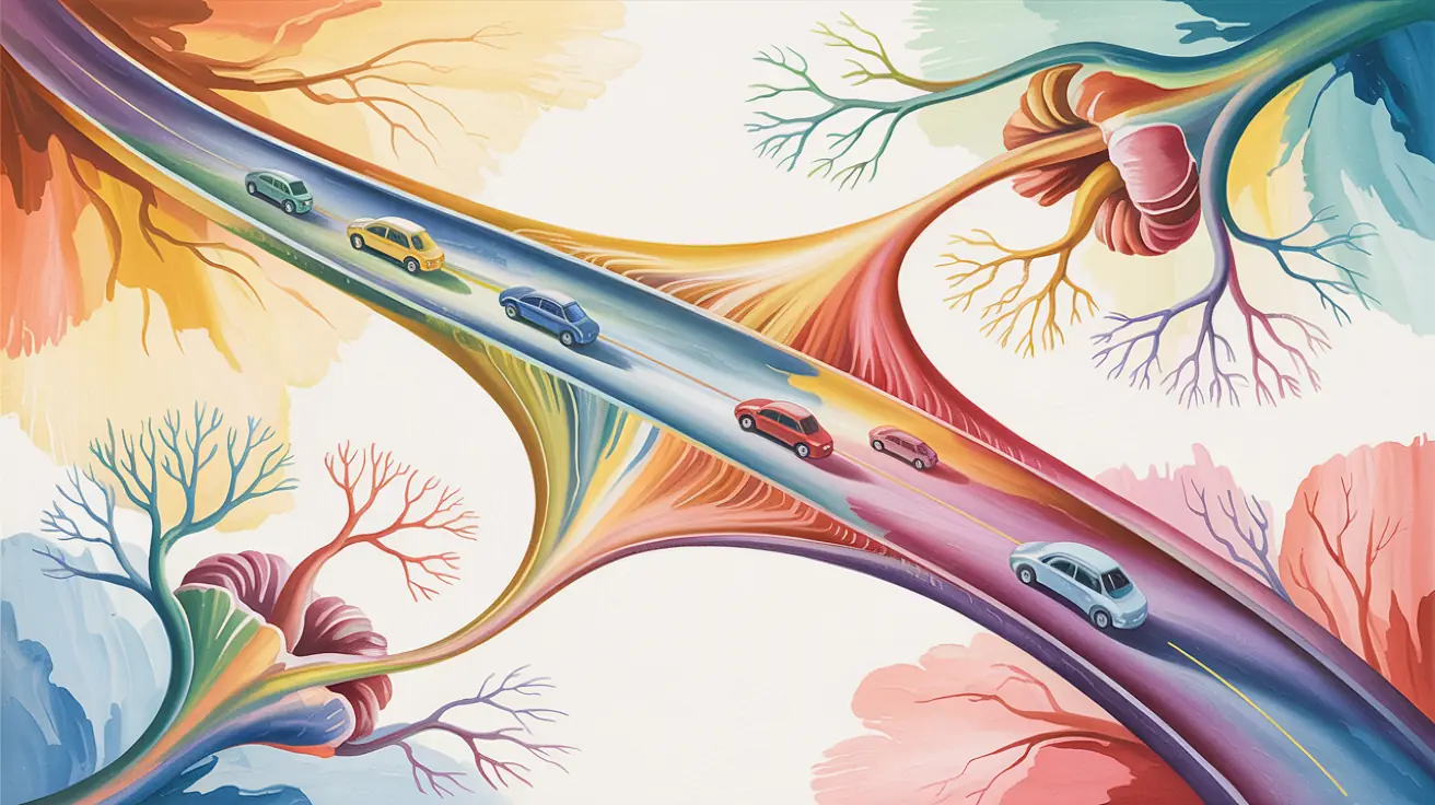 Abstract illustration representing myelin, brain wiring, and support cells