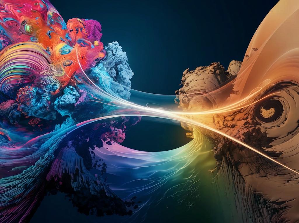 Abstract image symbolizing self-discovery and integration after a psychedelic journey.